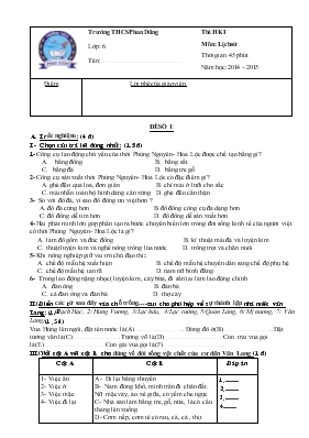 Thi học kì I môn lịch sử 6 thời gian 45 phút năm học 2014  2015